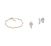 Skagen Damen Halskette und Ohrringe Essential Waves, Rose goldfabener Edelstahl, Set
