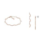 Skagen Damen Halskette und Ohrringe Essential Waves, Rose goldfabener Edelstahl, Set