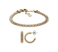 Skagen Damen Merete Gold-Ton Edelstahl Armband und Ohrringe, Set