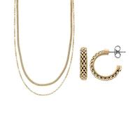 Skagen Damen Merete Gold-Ton Edelstahl Halskette und Ohrringe, Set