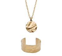 Skagen Damen Moderne Stak Goldfarbener Edelstahl Armband und Halskette, Set