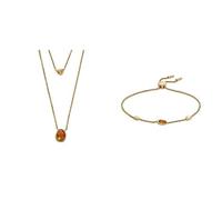 Skagen Damen Multi-Strand Halskette Seeglas und Station Armband Honey Glass