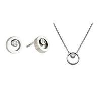 SKAGEN Damen-Ohrringe Edelstahl Rundschliff Cubic Zirconia + Skagen Damen-Kette mit Anhänger Edelstahl Glas transparent 47 cm - SKJ0833040