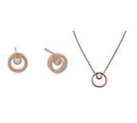 SKAGEN Damen-Ohrringe Edelstahl Rundschliff Cubic Zirconia + Skagen Damen-Ketten Edelstahl Rundschliff Oxyde de Zirconium