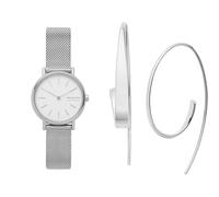 Skagen Damen Signatur Lille Silberfarbene Edelstahl Uhr und Kariana Silberfarbene Ohrringe, Set