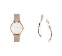 Skagen Damen Signatur Roségoldfarbene Edelstahl Uhr und Kariana Ohrringe, Set