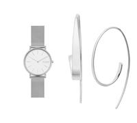 Skagen Damen Signatur Silberfarbene Edelstahl Uhr und Kariana Ohrringe, Set