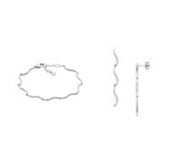 Skagen Damenarmband und Ohrringe Essential Waves, silberfarbener Edelstahl, Set