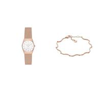 Skagen Damenuhr Grenen Lille Solar Powered und Armband Essential Waves, Rose Gold-Tone Edelstahl, Set