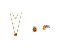 Skagen Frauen Schmuckset - Multi-Strand Halskette & Ohrstecker, Seeglas, Minimalistisch, Meerglas-Blau-Grün, 55 cm, 79 mm, 3 Steine, 2 Count, 1 Jahr beschränkte Gewährleistung