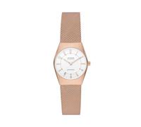 Skagen Grenen Uhr für Damen, Solarbetriebenes Uhrwerk mit Edelstahl- oder Lederarmband, Roségoldton und Weiß, 26MM
