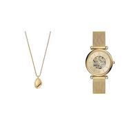 Skagen Halskette für Frauen Kariana Gold-Tone Edelstahl Anhänger Halskette, Länge: 450mm+50mm, Breite: 15.3mm, Höhe: 21.6mm, SKJ1725710+Fossil Watch ME3250