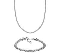 Skagen Herren Tov Mesh Silber-Ton Edelstahl Halskette und Armband, Set