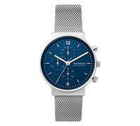 Skagen Herrenuhr Ancher Chronograph, QuarzChronographenwerk, 40mm Silver Recycled Edelstahl (Mindestens 50%) Gehäuse mit EdelstahlMeshArmband, SKW6764