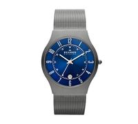 Skagen Herrenuhr Sundby Titanium, DreizeigerDatumschaltung, 37mm Charcoal Titanium Gehäuse mit EdelstahlMeshArmband, 233XLTTN