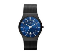 Skagen Herrenuhr Sundby Titanium, DreizeigerDatumswerk, 42mm Midnight Titanium Gehäuse mit EdelstahlMeshArmband, T233XLTMN