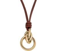 Skagen Kette Edelstahl, Leder One Size Damen