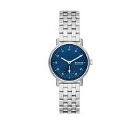 Skagen Kuppel Uhr für Damen, Quarzwerk mit Edelstahl- oder Lederarmband, Silberton und Blau, 32MM
