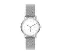 Skagen Kuppel Uhr für Damen, Quarzwerk mit Edelstahl- oder Lederarmband, Silberton und Weiß, 32MM