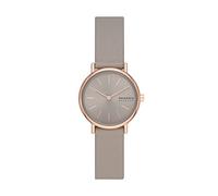 Skagen Signatur Lille Minimalistische Armbanduhr für Damen, Graues Leder/Rotgold, 30MM, Signatur Lille