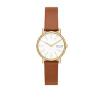 Skagen Signatur Lille Watch for Women, Gold Tone Quartz Two Hand Movement with Stainless Steel or Leather Strap