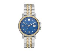 Skagen Signatur Sportuhr für Herren, Quarzwerk mit Edelstahl-Lederarmband, Silberton und Goldton