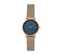 Skagen Signatur Uhr für Damen, Quarzwerk mit Edelstahl- oder Lederarmband, Roségoldton und Blau, 30MM
