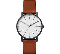 Skagen Signatur Watch for Men, Quartz Three Hand Movement with Leather Strap