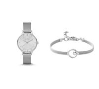 Skagen Women's Anita Lille Watch and Linje Modern Bracelet, Silver-Tone Stainless Steel, Set