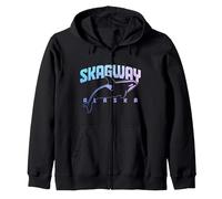 Skagway Alaska Orca Wale Souvenir Pride Vintage Kapuzenjacke, Unisex für Erwachsene, Schwarz, XL