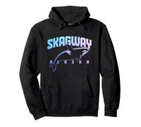 Skagway Alaska Orca Wale Souvenir Pride Vintage Pullover Hoodie, Unisex für Erwachsene, Schwarz, XL