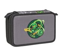 SKANDO BAGS 3-lagiges Etui mit Inhalt Lego® NINJAGO®, Elemental Master of Energy: 3 Fächer mit Reißverschlüssen. Enthält Bleistifte, Farbstifte, Radiergummi, Anspitzer, Lineal und mehr.