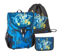 SKANDO BAGS Lego - Jungen Easy Schulranzenset 3tlg. - Lego City Race 2023 - Mit Turnbeutel, Federmäppchen (inkl. Aller nötigen Schreibutensilien) - Leichtgewicht und hoher Komfort