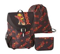 SKANDO BAGS Lego - Jungen Easy Schulranzenset 3tlg. - NINJAGO, Red 2023 - Mit Turnbeutel, Federmäppchen (inkl. Aller nötigen Schreibutensilien) - Leichtgewicht und hoher Komfort