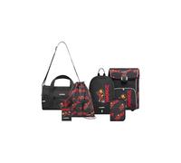 SKANDO BAGS Lego Ninjago Schulranzen Set Jungen & Mädchen ab 1. Klasse - 6-Teilig - Schulrucksack, Federmappe (Gefüllt), Turnbeutel, Kleinerer Rucksack, Geldbörse und Sporttasche, Rot