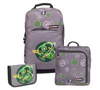 SKANDO BAGS Optimo Starter Schulranzen-Set 3-Teilig LEGO® NINJAGO®, Elemental Master of Energy - Inklusive Schultasche, Aufsetzbare Sporttasche und Federmäppchen mit Inhalt