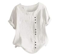 Skang Blitz Angebote des Tages Heute Summer Must Haves leinenbluse Damen Sommer Oversize leinenshirt Kurzarm Oberteil leinenhemd Frauen Tunika große größen leinentop Damenbluse Kurzarm Sommer elegant