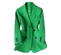 Skang Damen Blazer Sportlich Casual Anzug Anzug Damen Herbst Stil Kleid Mode Temperament Fan Dunkelblau Kleiner Anzug Jacke mit vier Knöpfen Pullover Damen Gr. 50 (Green, XXXL)