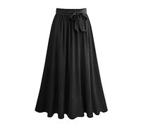 Skang Damen Boho Rock Damen Lang 2023 Damen-Sommer-Spitze-Chiffon-Rock in halber Länge, mittlerer Länge, schmaler Faltenrock, großer Swing-Rock Stiftrock Damen