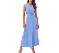 Skang Damen Maxirock Sommer Zweiteiliges Set aus einfarbigem Rundhals-T-Shirt-Oberteil und langem Rock für Damen Midirock Sommer