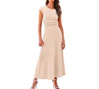 Skang Damen Maxirock Sommer Zweiteiliges Set aus einfarbigem Rundhals-T-Shirt-Oberteil und langem Rock für Damen Midirock Sommer