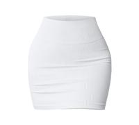 Skang Damen Röcke Kurz Sommer Einteiliger Basic-Minirock für Damen, vielseitig, dehnbar, gerippt, lässig, hohe Taille Damenrock Knielang Schwingend (White, M)