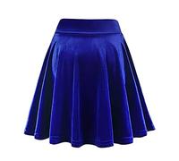 Skang Damen Röcke Kurz Sommer Samt-Stretch-Mini-Skaterrock mit ausgestelltem Plissee für Damen Short Rock Sommer