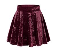 Skang Damen Röcke Kurz Sommer Samt-Stretch-Mini-Skaterrock mit ausgestelltem Plissee für Damen Short Rock Sommer