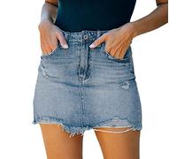 Skang Damen Röcke Kurz Sommer Sexy Denim-Taille Lässiger Jeansrock Damen A-Linie hoher kurzer Rock Grüne Hölle