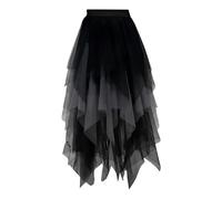 Skang Damen Röcke Lang Sommer Damen-Tüllrock, Rüschen, mehrschichtig, Netzstoff, A-Linie, Tier-Tutu, Abschlussball, Hochzeit, Lange Tüllröcke Schlauchrock Damen