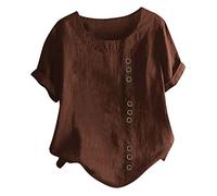 Skang Damen Sale Sommer Kreuzfahrt Must Have leinenbluse Damen Sommer Oversize leinenshirt Kurzarm Oberteil leinenhemd Oversize Tunika große größen leinentop Sommerblusen Damen leicht Kurzarm