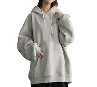 Skang Damen Sweatshirt Womens Daily Long Casual Down for Womens Pocket Hooded Sweatshirts Pullover Sleeve Button V Drawstring Hoodies Neck Women's Hoodies Sweatshirts Hoodies Vintage Damen (Grey, XL)