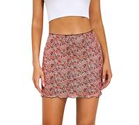 Skang Damenrock Sommer Lässiger Damenrock mit hoher Taille, doppellagiger Mesh-Freizeitrock, Minirock Kurze Röcke