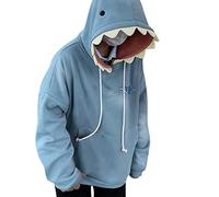 Skang Hoodie Damen Oversize Süße Hai-Hoodie Kapuzenpullover Langarmshirt Oberteiles Pullover mit Kapuze Taschen Casual Langarm Haifisch Sweatshirts Herbst Winter